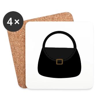 Black Leather Bag - Coasters (set of 4) - white - Front