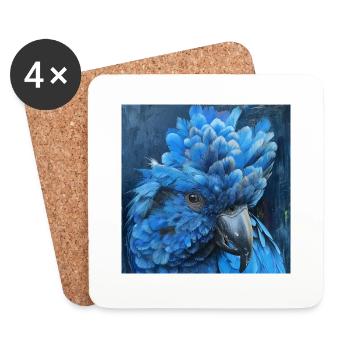 Blauer Hyazinth Papagei Kopf Portrait Südamerika - Untersetzer (4er-Set) - Weiß - Vorne