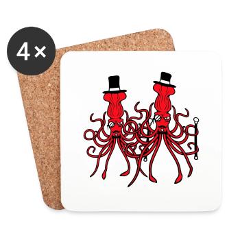 2 Kraken Mr. Sir Hut Monokel Brille reiche Freunde - Untersetzer (4er-Set) - Weiß - Vorne