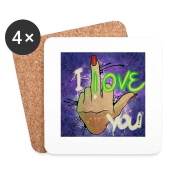 Je t’aime - Dessous de verre (lot de 4) - blanc - Devant