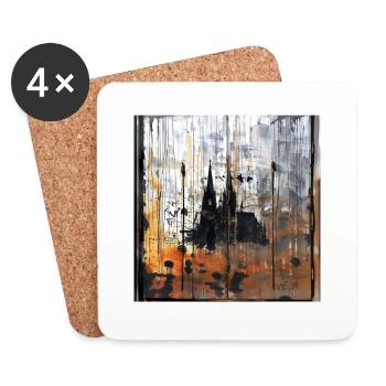 Graffiti Kölner Dom Silhouette rostig Hintergrund - Untersetzer (4er-Set) - Weiß - Vorne