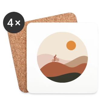 Cycliste montagnes paysage - Dessous de verre (lot de 4) - blanc - Devant