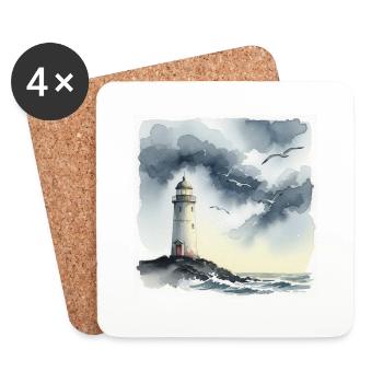 A lonely lighthouse - Coasters (set of 4) - white - Front