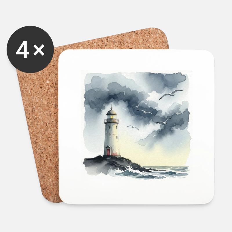 Ein einsamer Leuchtturm - Untersetzer (4er-Set) - Weiß