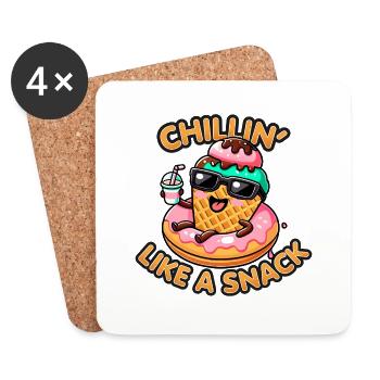Kawaii IceCream – Chillen wie ein Snack - Untersetzer (4er-Set) - Weiß - Vorne