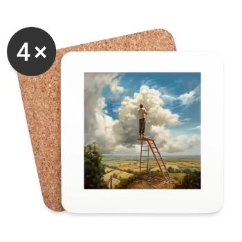 Cloud Painter Clouds Ladder Landscape Surreal - Coasters (set of 4) - white - Front