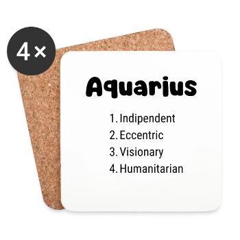 Aquarius Zodiac Design – Independent, Innovative - Coasters (set of 4) - white - Front