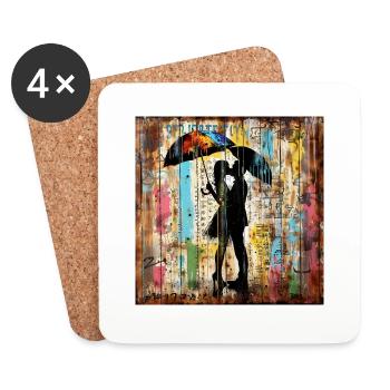 Graffiti kissing couple rust metal urban streetar - Coasters (set of 4) - white - Front