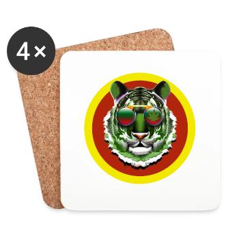 Tigre Rasta 2 - Dessous de verre (lot de 4) - blanc - Devant