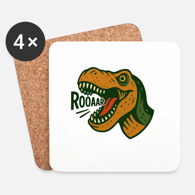 T-Rex head with loud roar - Coasters (set of 4) - white