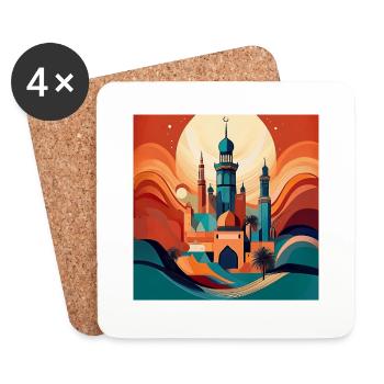 Artistic Arabian Mosque: Bold Cultural Design - Coasters (set of 4) - white - Front