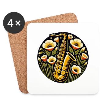Saxophone - Dessous de verre (lot de 4) - blanc - Devant
