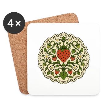 Amour de la fraise - Dessous de verre (lot de 4) - blanc - Devant