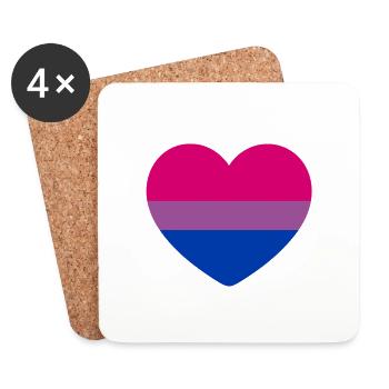 Coeur à deux drapeaux - Dessous de verre (lot de 4) - blanc - Devant