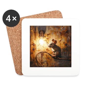 Graffiti Mouse Lamp Rust Metal Urban Street Art - Coasters (set of 4) - white - Front