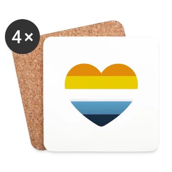 Cœur aux couleurs du drapeau AroAce - Dessous de verre (lot de 4) - blanc - Devant