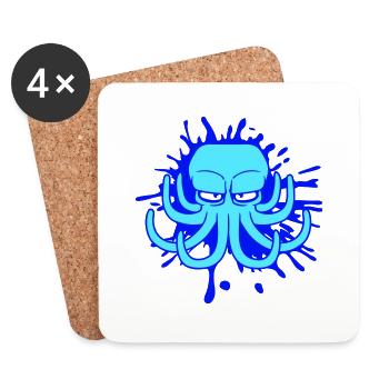 Octopus Encre Tache Goutte Graffiti Encre Spray - Dessous de verre (lot de 4) - blanc - Devant