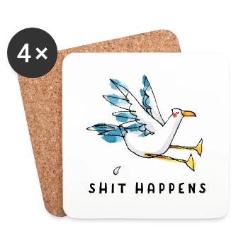 Shit Happens. Aufmunterung zum Anziehen. - Untersetzer (4er-Set) - Weiß - Vorne