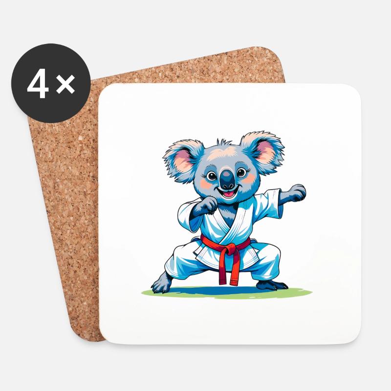Koala beim Karate - Untersetzer (4er-Set) - Weiß