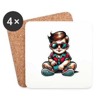 Baby Sonnenbrille Comic - Untersetzer (4er-Set) - Weiß - Vorne