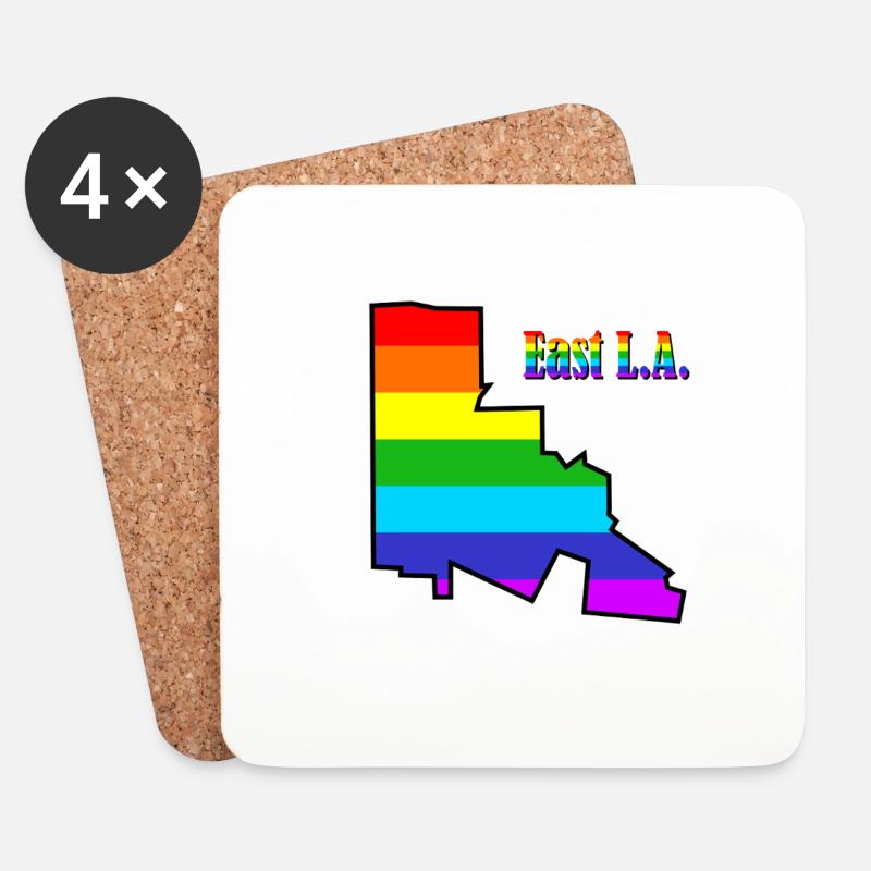EAST L.A. Regenbogen - Untersetzer (4er-Set) - Weiß