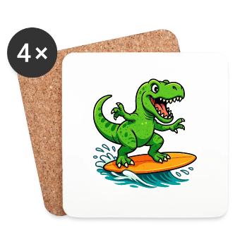 surfing t rex - Coasters (set of 4) - white - Front