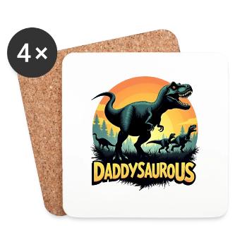 Daddysaurous Dino Father Joke Design - Coasters (set of 4) - white - Front