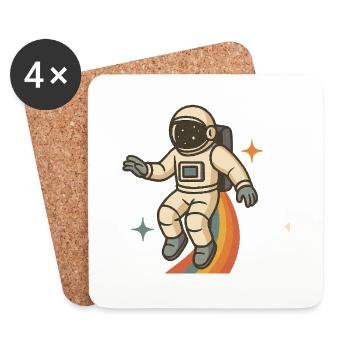 Astronaut with Rainbow – Retro Space Dream - Coasters (set of 4) - white - Front