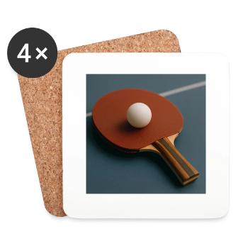 Sport - Tennis de table - Dessous de verre (lot de 4) - blanc - Devant