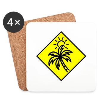Palme Sonne Symbol - Untersetzer (4er-Set) - Weiß - Vorne