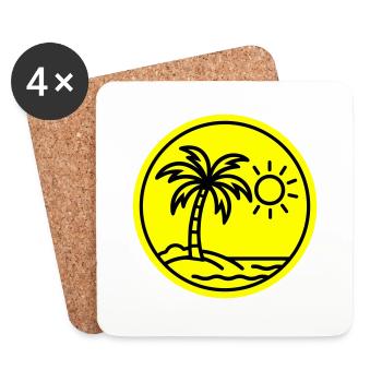 Plage de palmiers d’été - Dessous de verre (lot de 4) - blanc - Devant