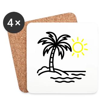 Palme Strand Sommer - Untersetzer (4er-Set) - Weiß - Vorne