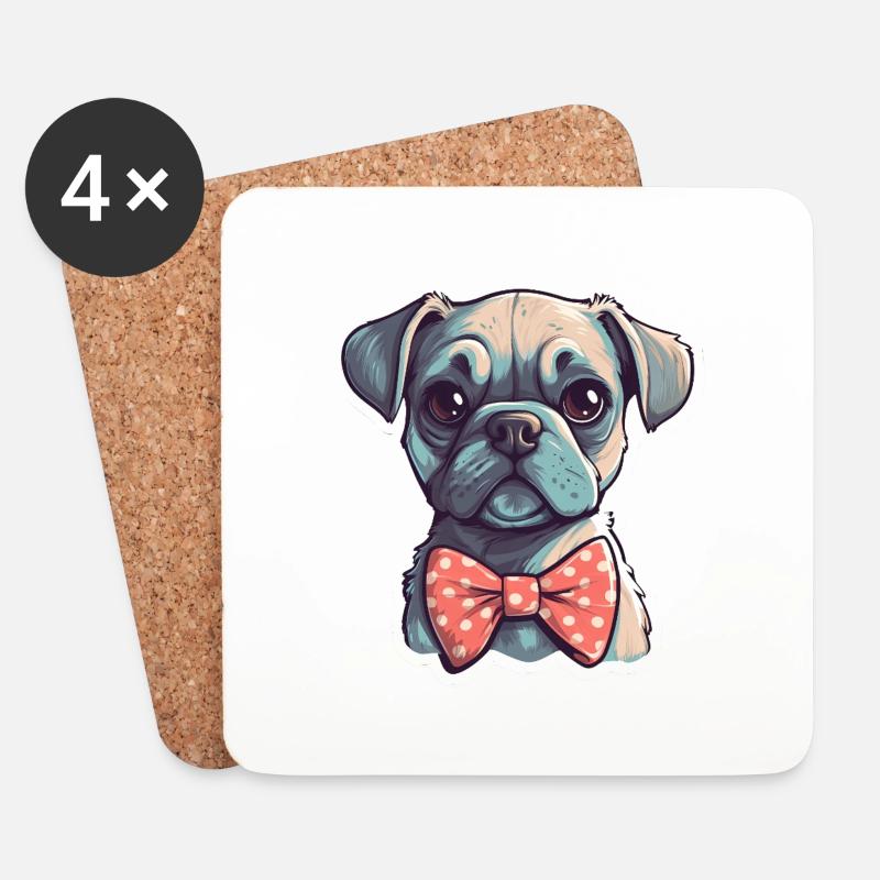 Ein süßer Hund mit Fliege - Untersetzer (4er-Set) - Weiß