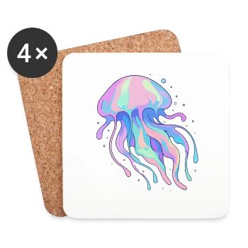 Pastel jellyfish - Coasters (set of 4) - white - Front