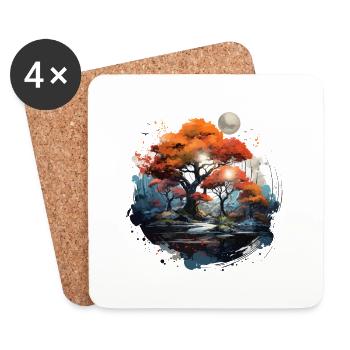 Autumn Moon Forest - Coasters (set of 4) - white - Front