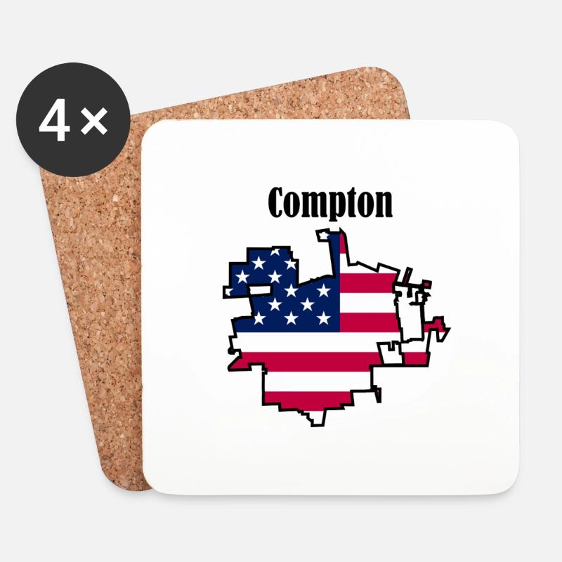 Compton, USA - Coasters (set of 4) - white