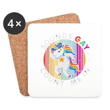 Chapeau de cow-boy licorne dansante - Dessous de verre (lot de 4) - blanc - Devant
