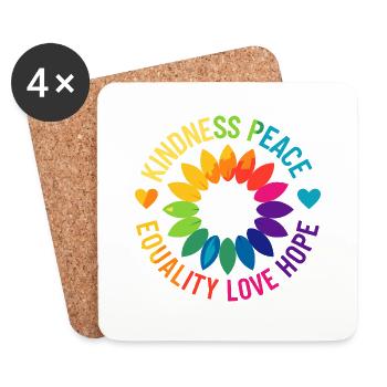Kindness Peace Equality Love Hope - Coasters (set of 4) - white - Front