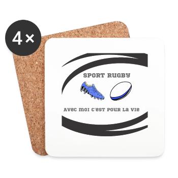 Sport Rugby avec moi pour la vie - Dessous de verre (lot de 4) - blanc - Devant