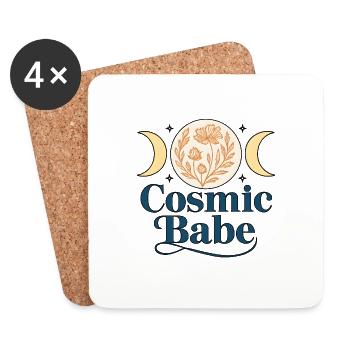 Cosmic Babe – Design floral de la phase de lune - Dessous de verre (lot de 4) - blanc - Devant