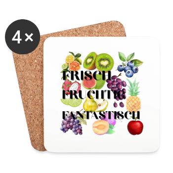Frisch Fruchtig Fantastisch - Untersetzer (4er-Set) - Weiß - Vorne