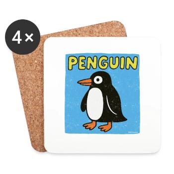 Penguin cartoon - weathered look - Coasters (set of 4) - white - Front