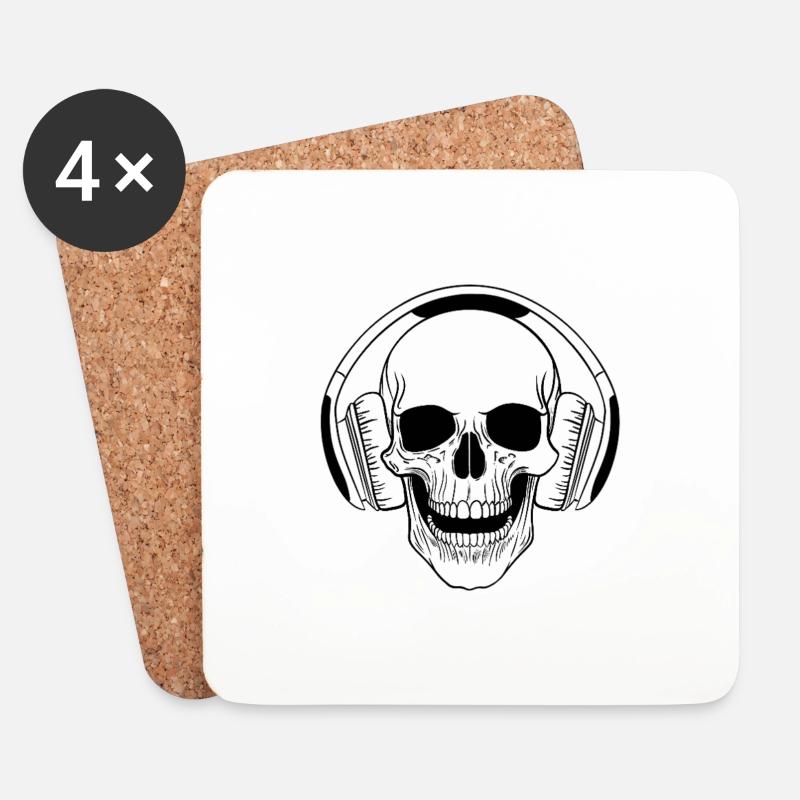 skull - Untersetzer (4er-Set) - Weiß