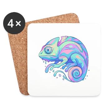 Pastel Chameleon - Coasters (set of 4) - white - Front