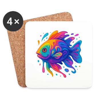 Rainbow Fish - Coasters (set of 4) - white - Front