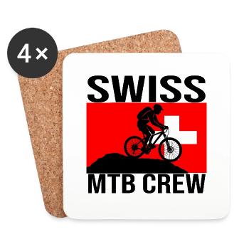 Swiss MTB Crew Mountainbike Shirt - Untersetzer (4er-Set) - Weiß - Vorne