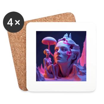 Hypersurréalisme - Dessous de verre (lot de 4) - blanc - Devant