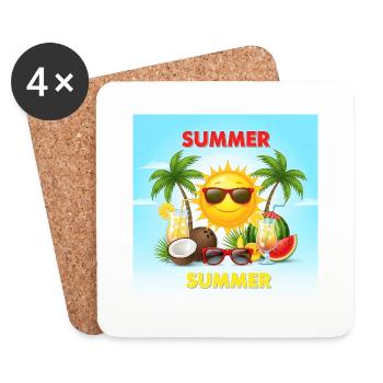 Summer holidays Summer holidays in the sun - Coasters (set of 4) - white - Front