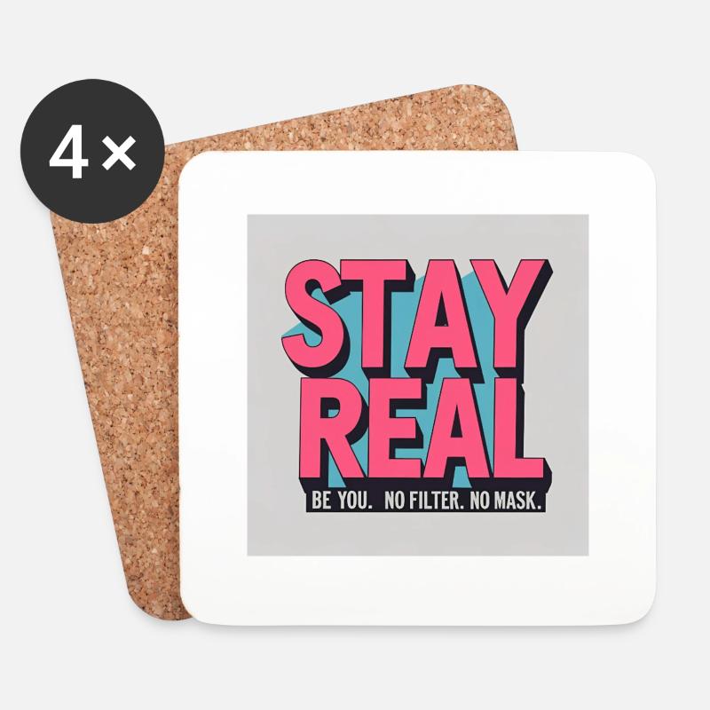 Stay Real - Untersetzer (4er-Set) - Weiß