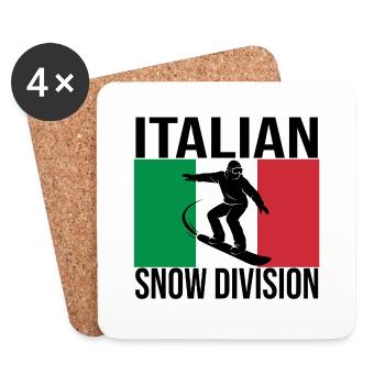 T-shirt de snowboard Italian Snow Division - Dessous de verre (lot de 4) - blanc - Devant